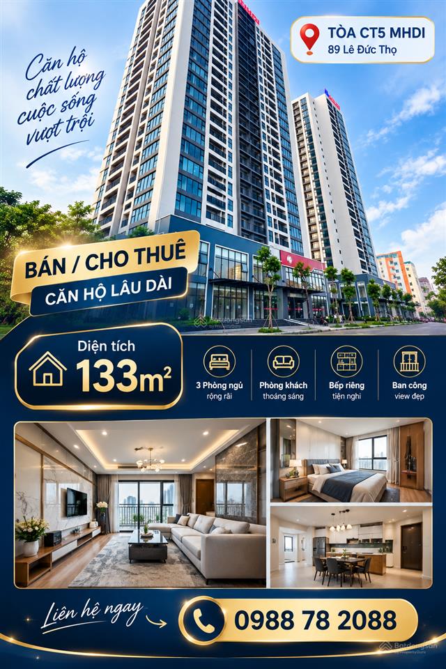 Hot! căn hộ 133m2 ct5 mhdi 89 lê đức thọ | bán