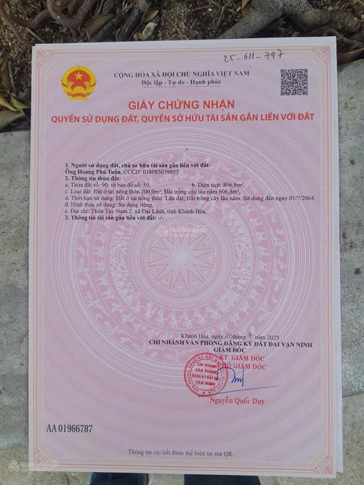 Đất nền siêu hot tại xã đại lãnh, 6tr/m2, 1987m2