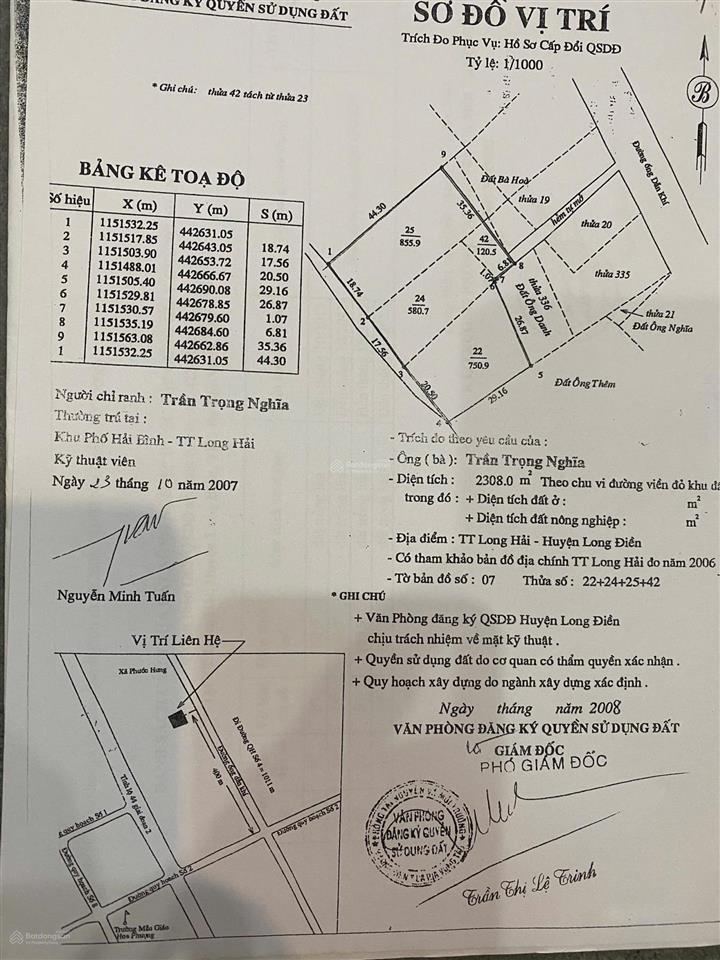 Bán đất đẹp tại đường 1, thị trấn long hải, 23 tỷ, 2300m2 giá ưu đãi