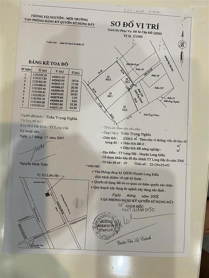 Bán đất đẹp tại đường 1, thị trấn long hải, 23 tỷ, 2300m2 giá ưu đãi