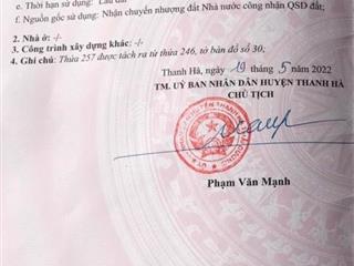 Một lô duy nhất tại thanh sơn  thanh hà  hải dương