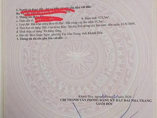 Cực đẹp lô góc hòn thơm xuân ngọc, phường tây nha trang 120,3m2 ngang rộng 6m  giá 2,45 tỷ