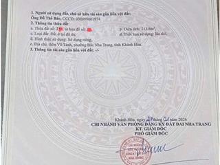 Bán lô đất rẻ nhất phường bắc nha trang 213m2 ngang 10m chỉ 17 tr/m2