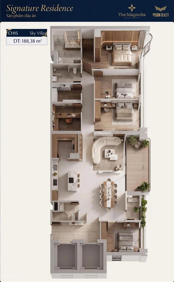 Sky villas  biệt thự trên không 4pn view sông hồng vip tầng đẹp