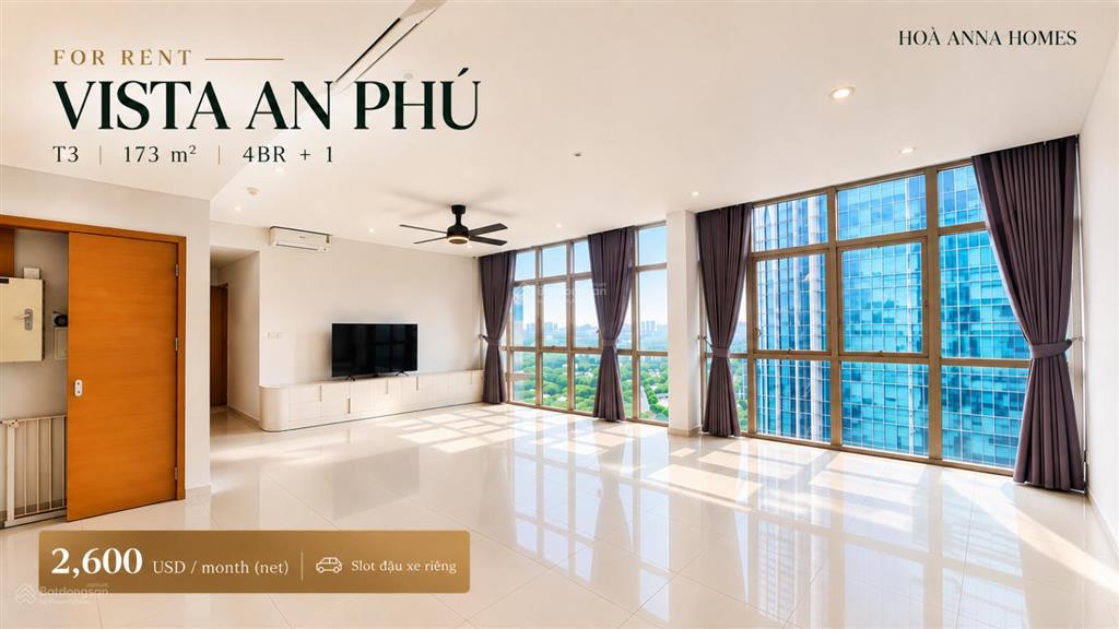 Cho thuê vista an phú | 173m | 4pn + phòng đa năng | 2.600 usd/tháng