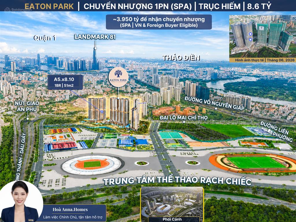 Chuyển nhượng eaton park 1pn (spa) | view rạch chiếc | 3,95 tỷ nhận chuyển nhượng