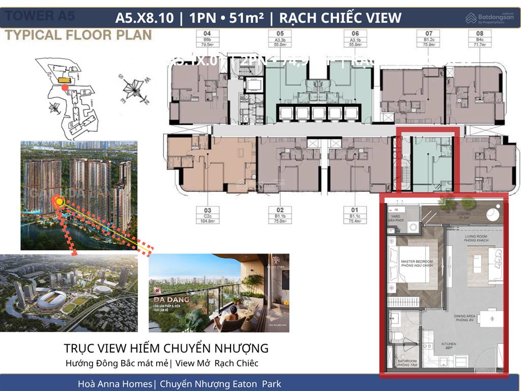 Chuyển nhượng eaton park 1pn (spa) | view rạch chiếc | 3,95 tỷ nhận chuyển nhượng