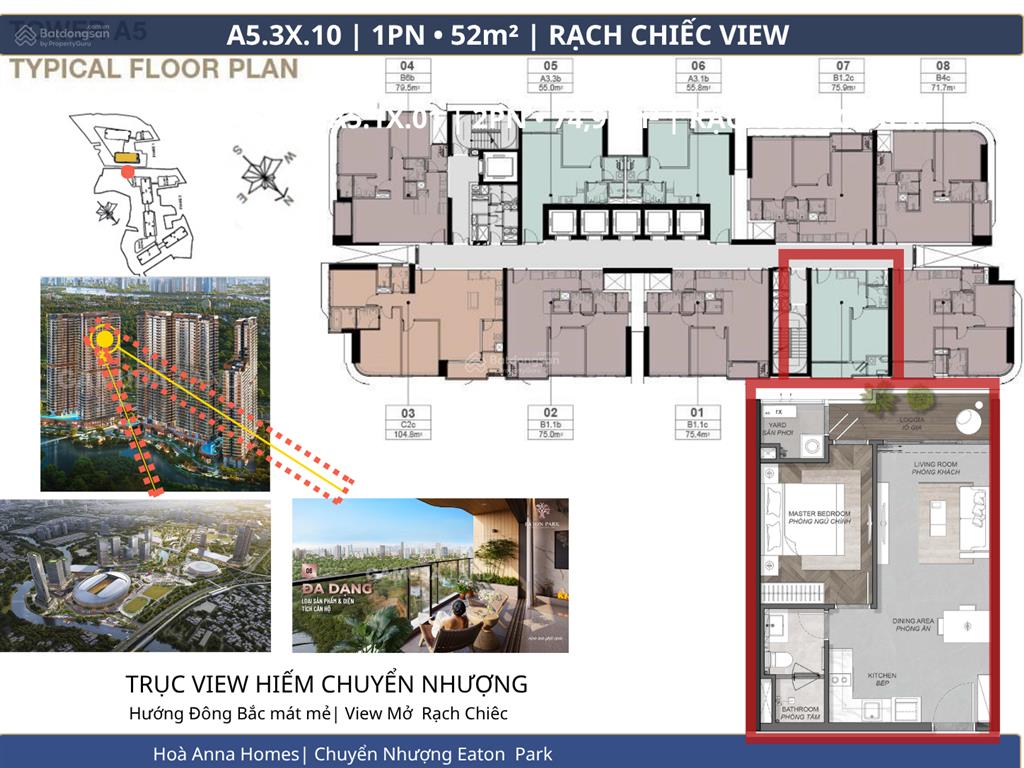 Eaton park 1pn spa chuyển nhượng | view rạch chiếc hiếm | ~3,85 tỷ nhận cn ngay