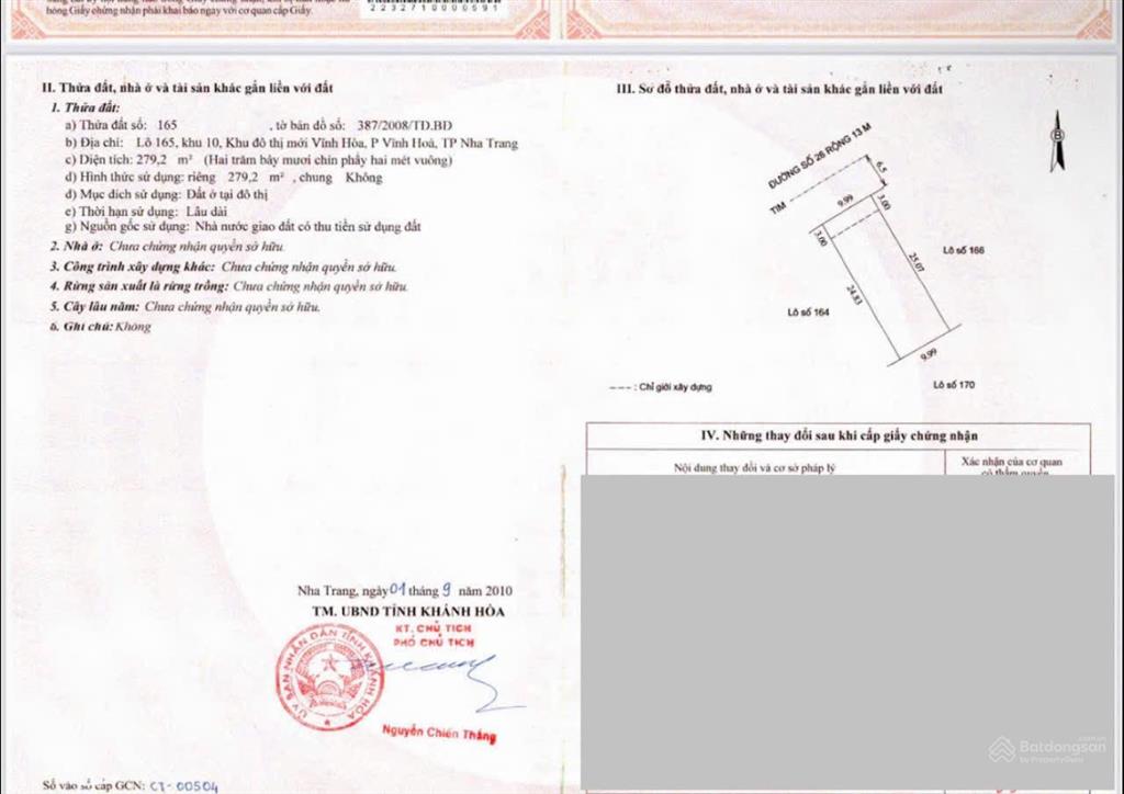Lô đất rẻ  đường huỳnh văn nghệ(sát bến du thuyền) vĩnh hoà  nha trang(bắc nha trang)