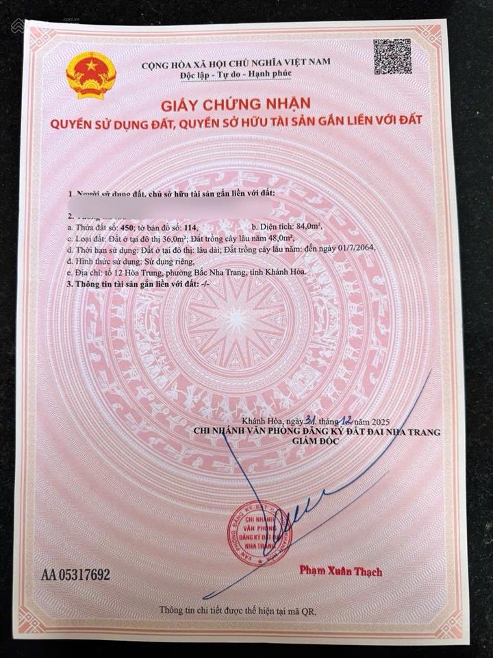 Chỉ 3,6tỷ hẻm ô tô hướng đông ( dt 84m ngang 6,2m ) vĩnh hoà nha trang