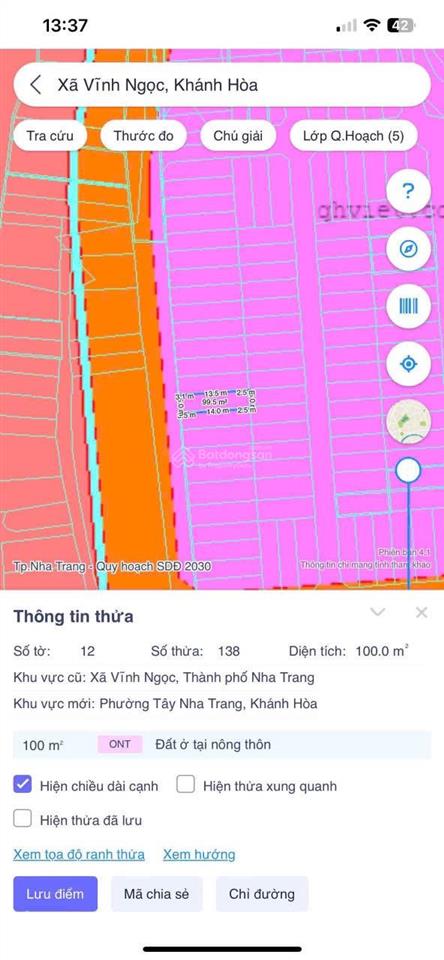 Bán đất mặt tiền hòn thơm ( 2,35tỷ )vĩnh ngọc( sát cầu phú kiểng) nha trang khánh hoà