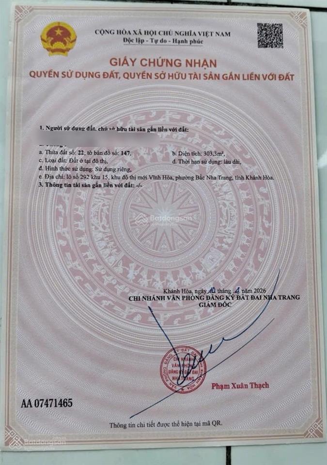 Bán 2 lô đường xuân thuỷ(khu đô thị vĩnh hoà)  bắc nha trang giá 57tr/ /m2
