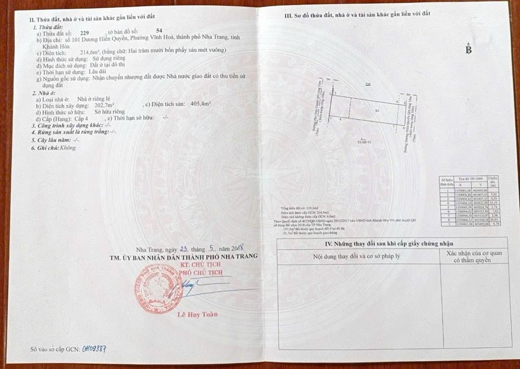 Bán nhà 2 mặt tiền trước sau (đường nhựa 16m) cách biển 100m  vĩnh hòa  bắc nha trang