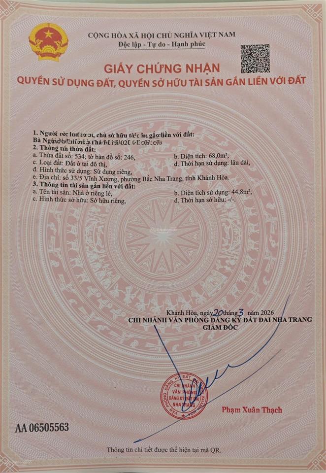Bán nhà hẻm 4,2m phạm tu  vĩnh hải (cũ)  nha trang  khánh hòa