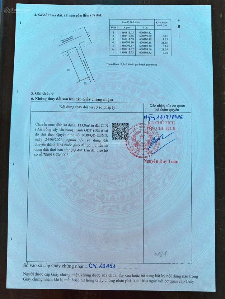 Bán đất vĩnh thành (sát đường nguyễn xiển)  bắc nha trang