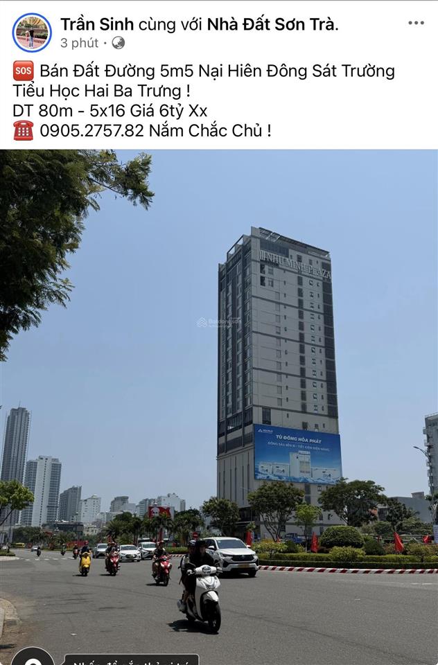Chính chủ gửi bán lô đất mặt tiền đường 5m5 cách công viên biển đông khoảng 150m