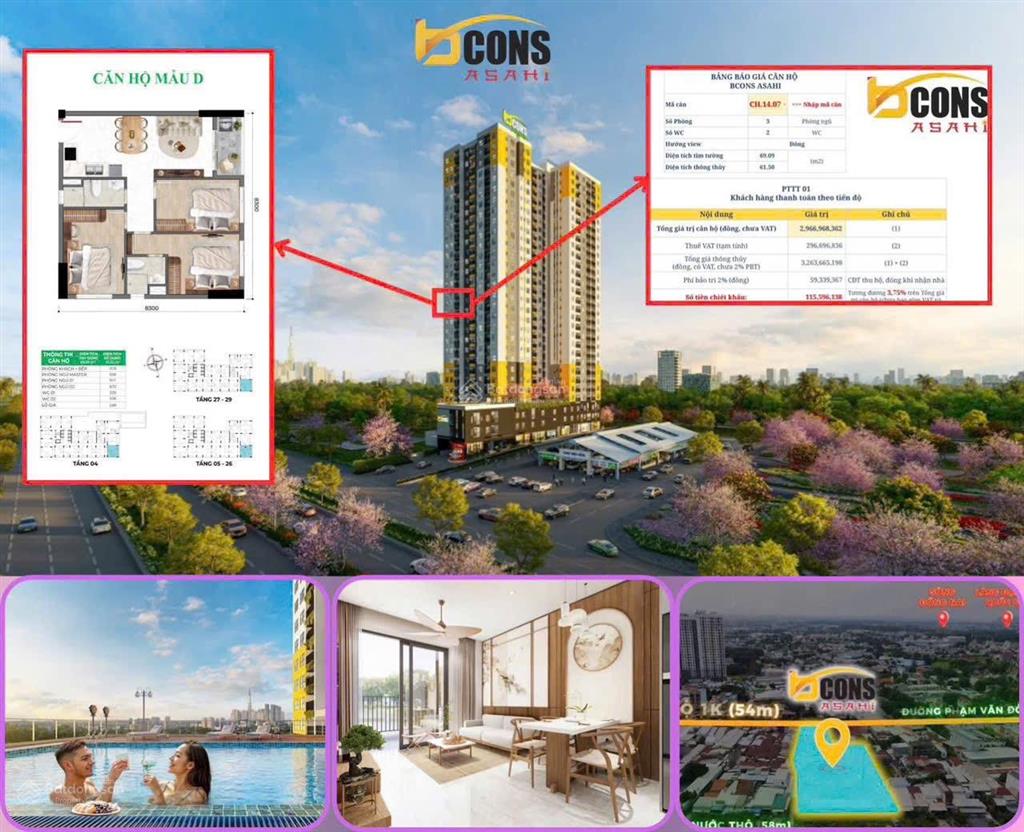 Cần bán căn góc 3pn bcons asahi, hướng đn mặt tiền quốc lộ 1k giá 2,9 tỷ  0902 574 ***