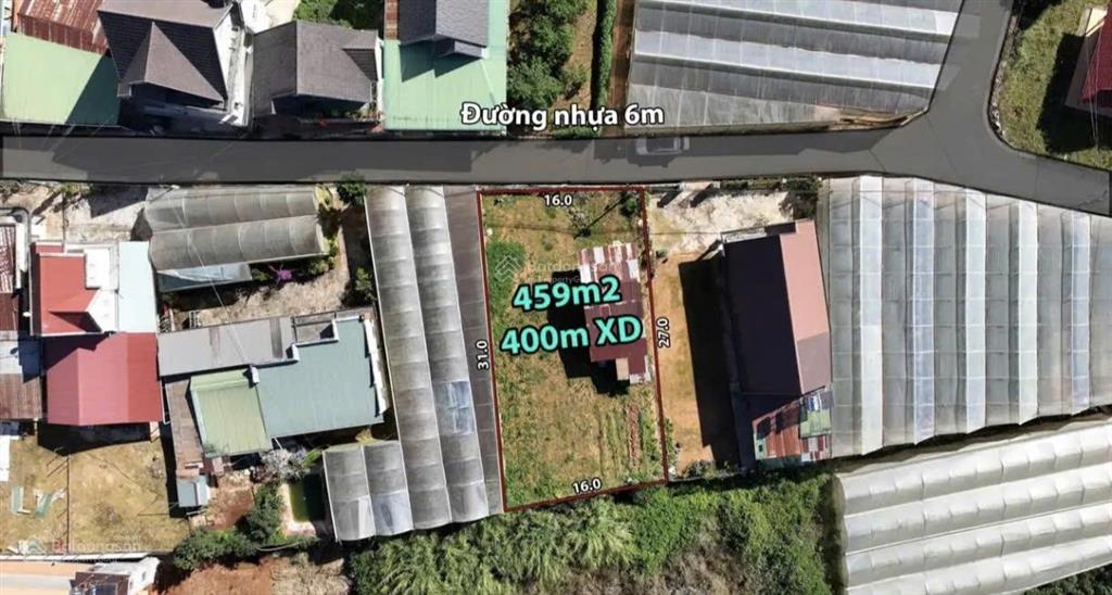 Bán đất xuân thọ đà lạt, 459m2, 400m xây dựng, mt 16m, đường nhựa 6m, giá 6.3 tỷ