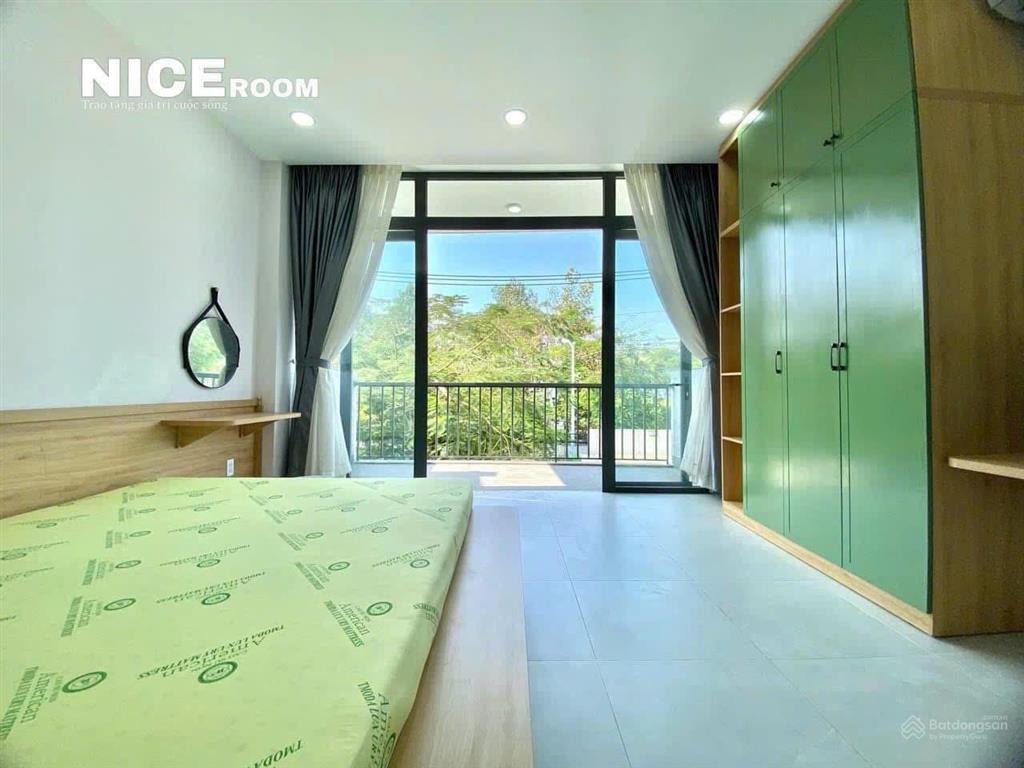 Căn hộ 1pn ban công đón nắng decor tone xanh mát  full nt mới  hẻm oto to, yên tĩnh