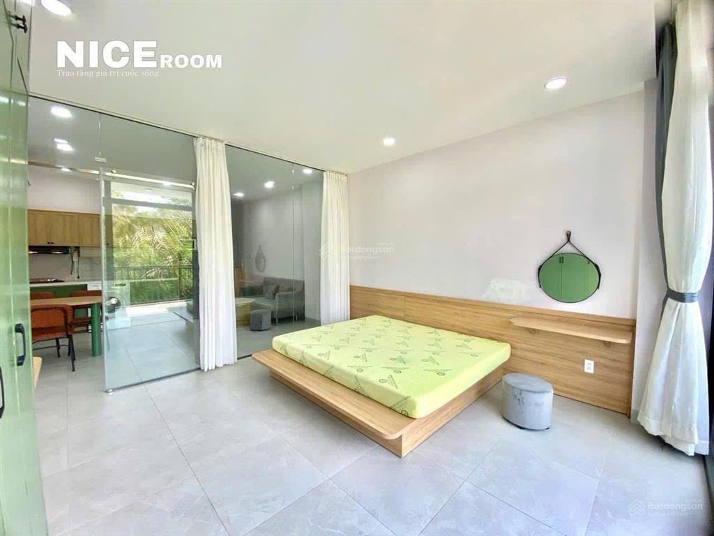 Căn hộ 1pn ban công đón nắng decor tone xanh mát  full nt mới  hẻm oto to, yên tĩnh