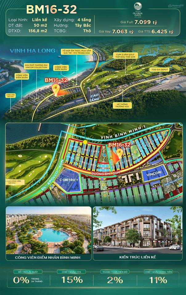 Siêu phẩm liền kề bm1632 tâm điểm phân khu bình minh, vinhomes global gate hạ long