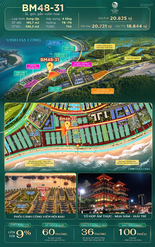 Siêu phẩm song lập góc bm4831 trái tim phân khu ven biển vinhomes global gate hạ long