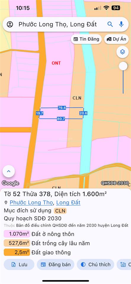 Cần bán rẻ lô đất 2 mặt tiền đường  hơn 1600m2 tại xã đất đỏ  giá 5.95 tỷ