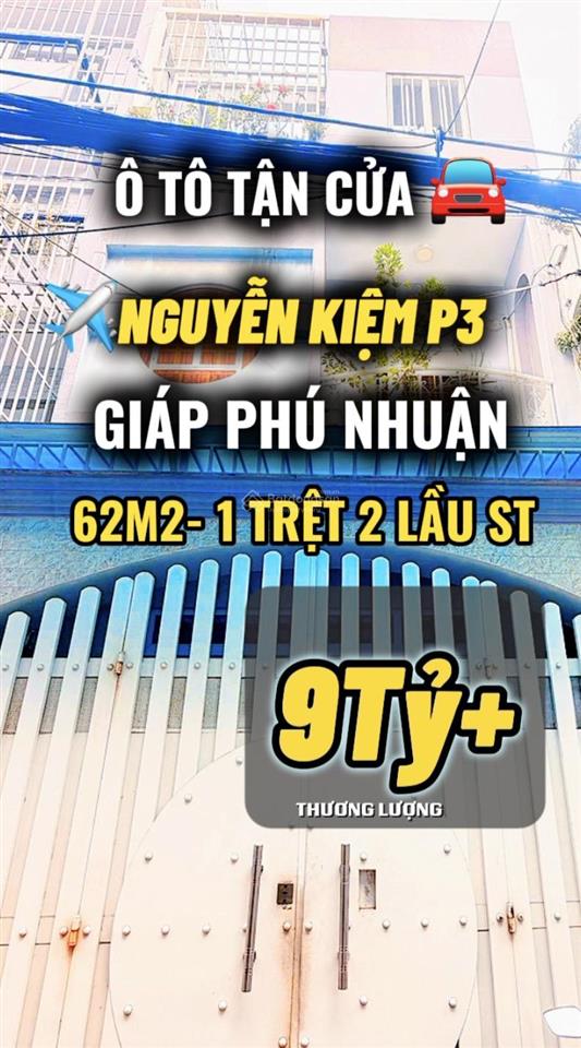 Giáp phú nhuận  62m2  3 tầng/4pn  nguyễn kiệm gò vấp  hẻm xe hơi chỉ 9tỷ hơn tl chính chủ!