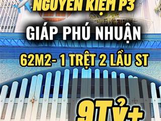 Giáp phú nhuận  62m²  3 tầng/4pn  nguyễn kiệm gò vấp  hẻm xe hơi  chỉ 9t+ tl chính chủ!