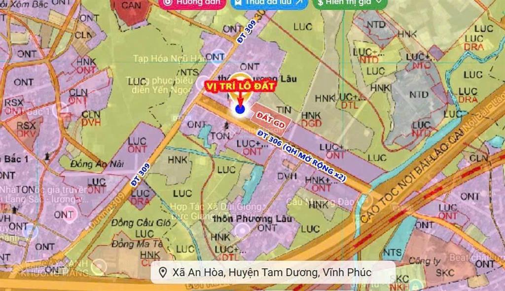 Chính chủ bán lô góc tam dương vĩnh phúc 111m2 băng 2 đt306, băng 2 đt309, đầu tư sinh lời hấp dẫn