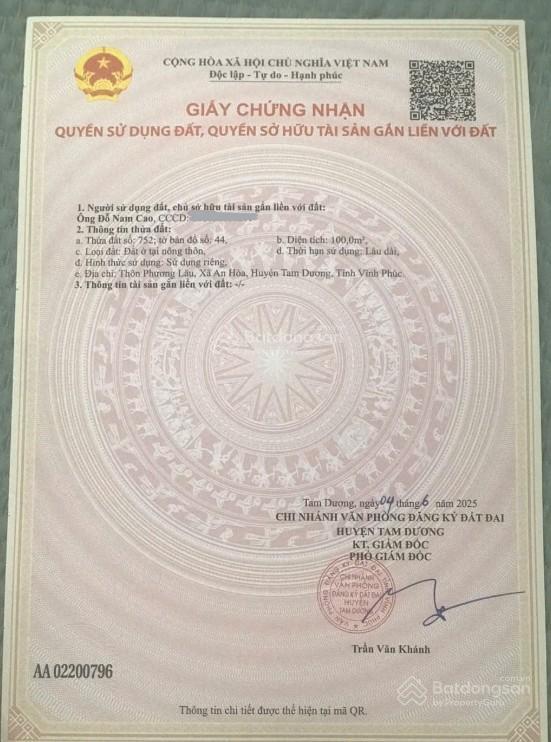 Chính chủ bán lô góc tam dương vĩnh phúc 111m2 băng 2 đt306, băng 2 đt309, đầu tư sinh lời hấp dẫn