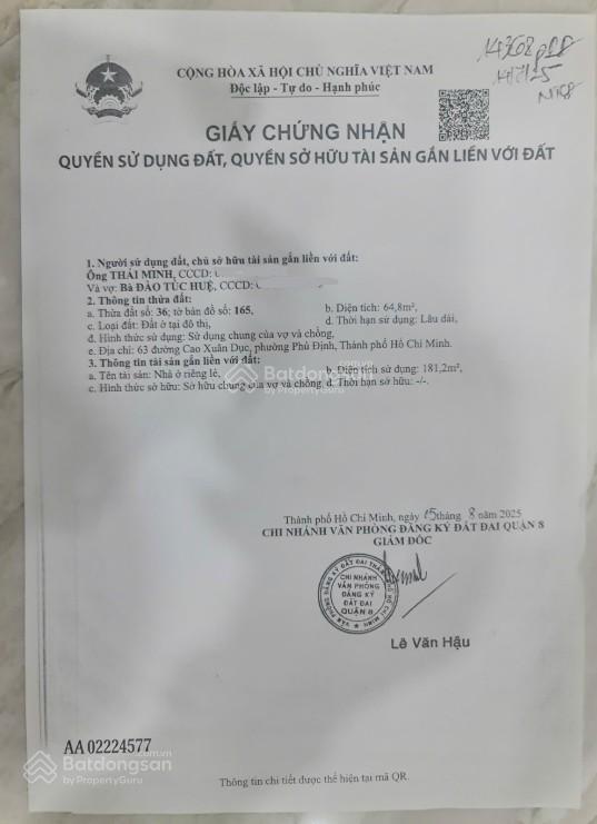 Chính chủ bán nhà mới mặt tiền 4 tầng đường cao xuân dục (phú định), quận 8  kinh doanh tốt