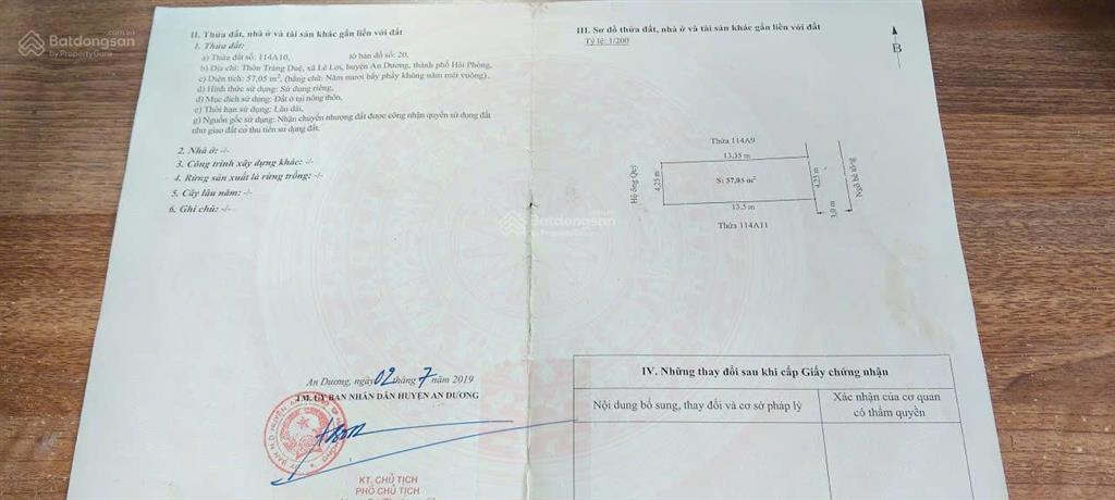 Đất tràng duệ, lê lợi  gần đường nhựa, sát 2 kcn, giá chỉ 1,25 tỷ  tiềm năng tăng giá