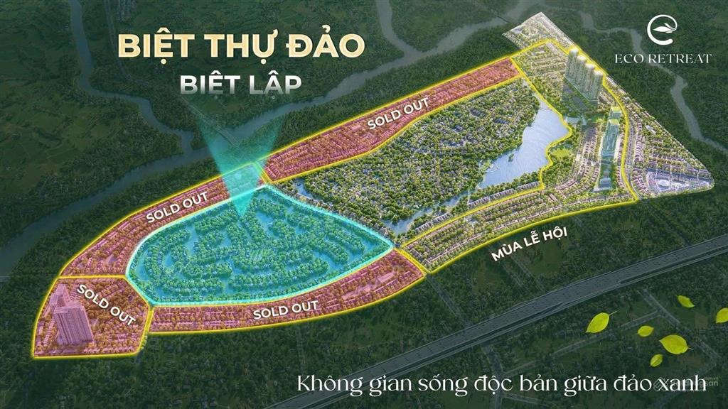Retreat island  biệt thự đảo (đơn lập) giá 22,9tỷ 296m2 tại eco retreat long an  0963 552 ***