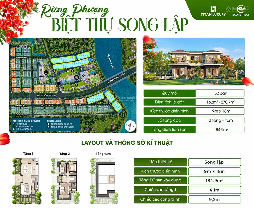 Biệt thự rừng phượng, giá thanh toán sớm chỉ 7,5tỷ tại eco retreat  0963 552 ***