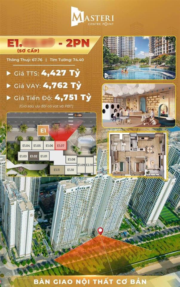 2pn masteri centre point mua trực tiếp cđt giá chỉ 4,427 tỷ