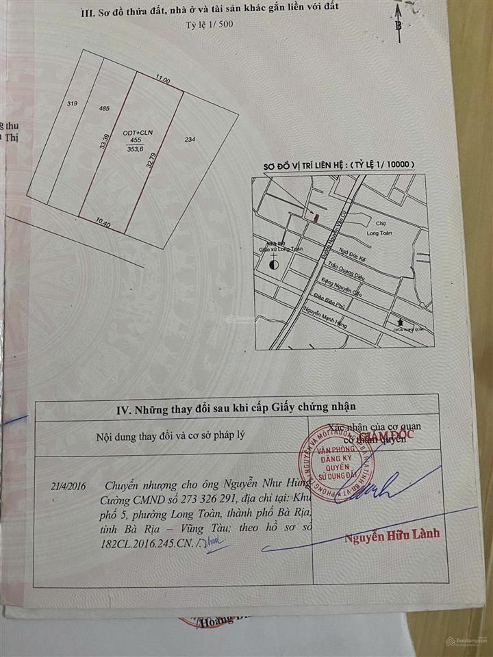 Bán đất mặt tiền đường lý thái tổ, phường long toàn cũ sẵn hợp đồng thuê đất 4,5tr/th cách chợ 100m