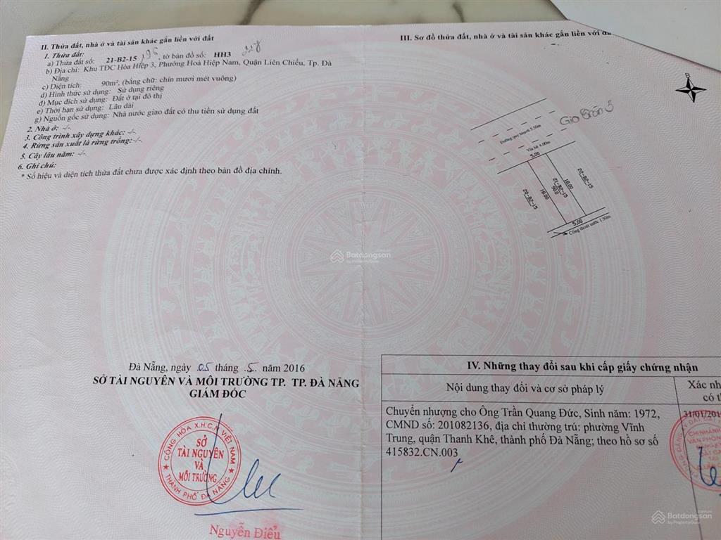 Bán đất tại đường gia tròn 3, hòa hiệp nam, liên chiểu, đà nẵng, 3,55 tỷ, 90m2