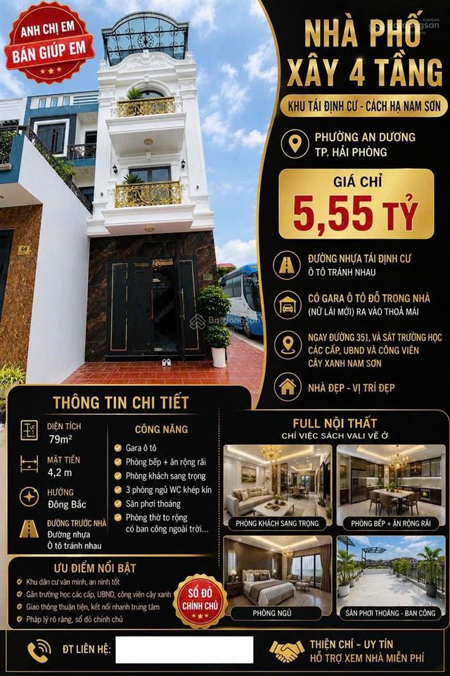 Mr.tuấn nhà 79m x 4 tầng cạnh chung cư cách hạ, nam sơn đường 8m giá chỉ 5,5 tỷ