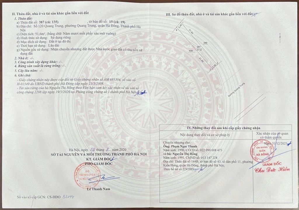 Cần tiền bán nhanh nhà mặt phố quang trung hà đông giá 16 tỷ. sẵn dòng tiền cho thuê.