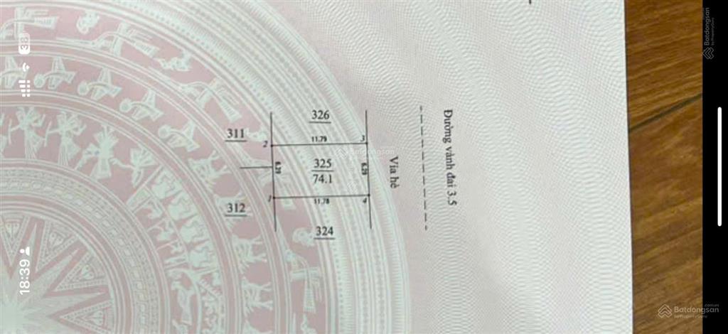Bán lô đất mặt đường vành đai 3.5, dt 74m2, mt 6,28m, gần ngã tư đường 3.5 và trịnh văn bô