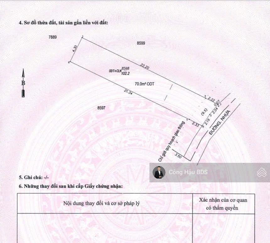 Lô đất hẻm ô tô đường đông minh. dt 102m2 (4,3x23,7m) odt 70m2. xây dựng tự do. giá 4,5 tỷ tl