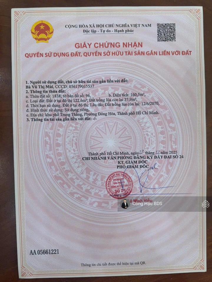 Đất xây căn hộ dịch vụ. dòng tiền 60tr/th. gần làng dhqg tp. hcm. dt 160.5m2 (6x27m). giá 5.3 tỷ