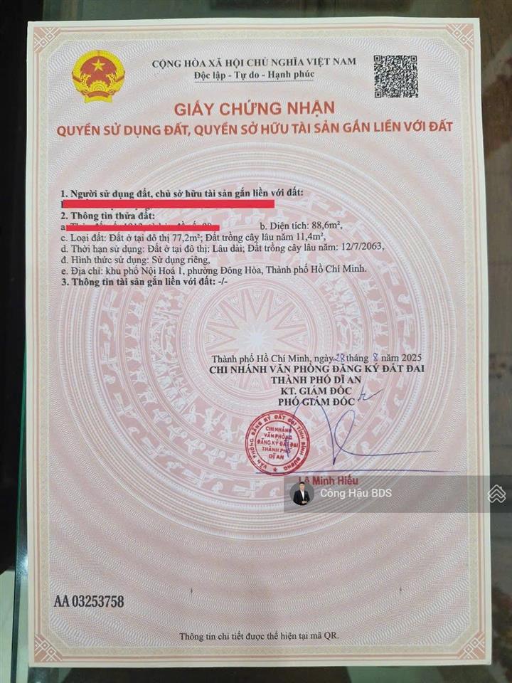 Lô đất đẹp sát dự án bcons city. dt 88.6m2. ngang 7.6m. odt 77m2. đường 5m. giá 4.5 tỷ tl