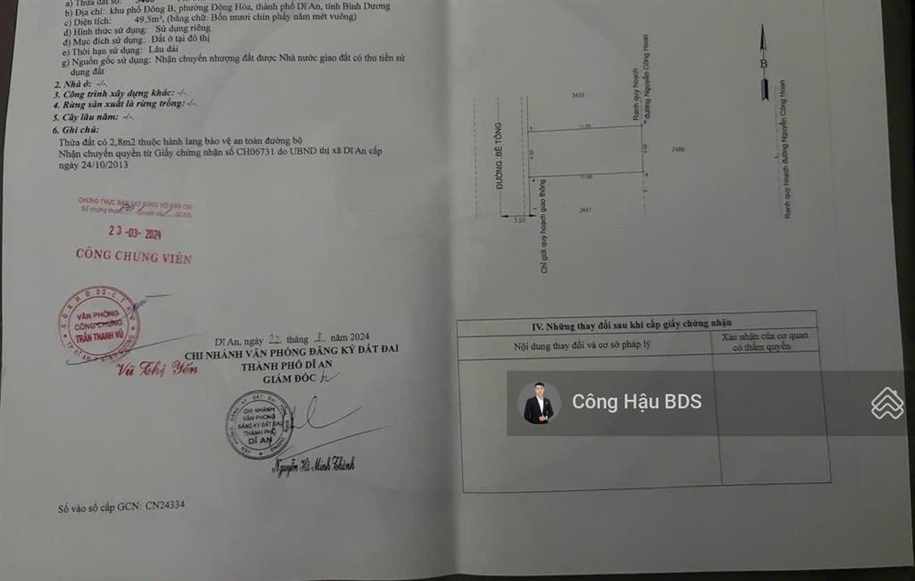 Bán nhà gần hội trường đông hoà. dt 49.5m2 (4.5x11m). odt 100%. gồm 2 pn. đường 5m. giá 3.15 tl