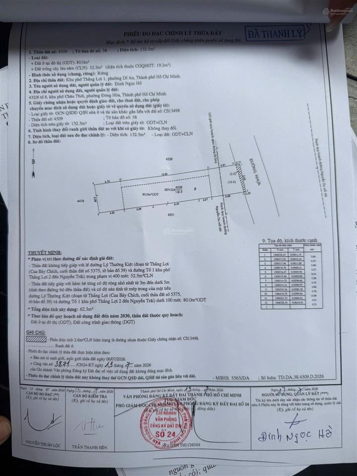 Dãy trọ đường lý thường kiệt, p. dĩ an. gần chợ dĩ an. dt 132.5m2. ngang 5m. đường 5m. giá 4.6 tỷ