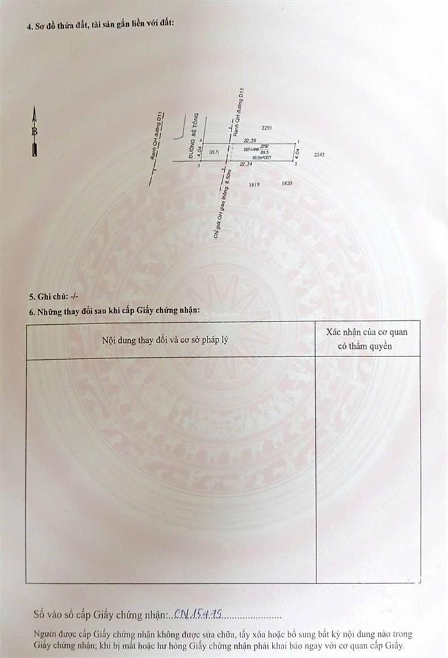 Lô đất p. tân đông hiệp, gần bv tp. dĩ an. dt 89.5m2 (4x 23m). đường 5m. giá 2.7 tỷ tl