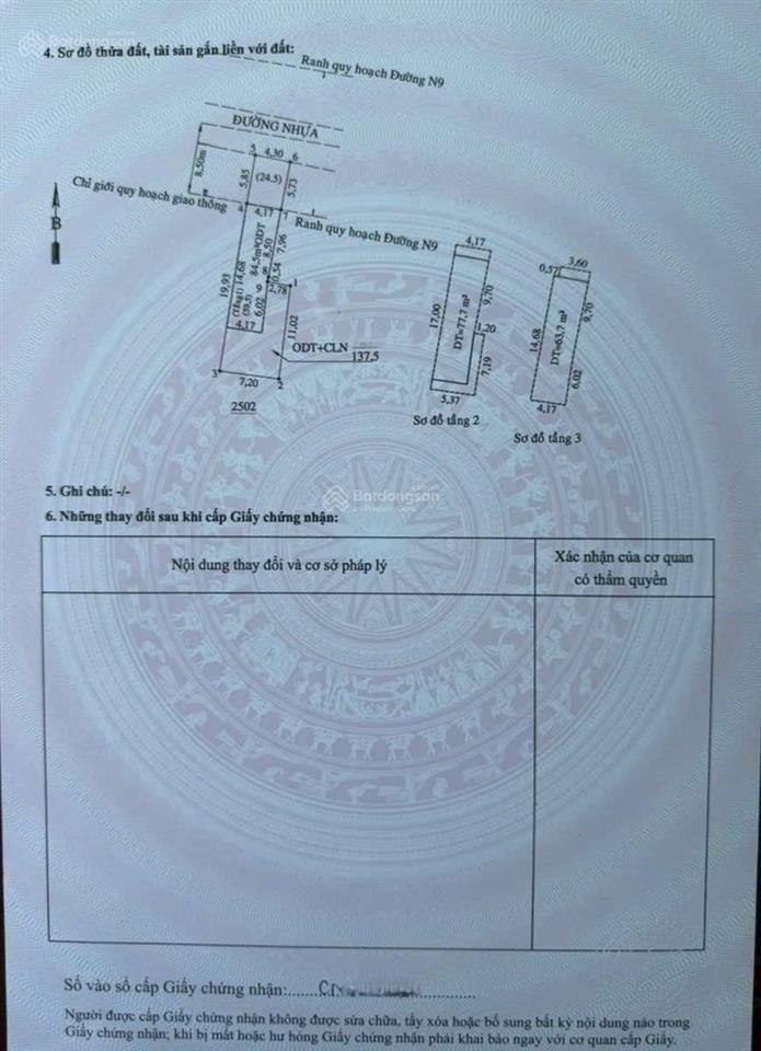 Nhà mới 3 tầng p. đông hoà. sổ hoàn công. dt 137.5m2. gồm 4pn 5wc. sân xe hơi. đường 6m thông.