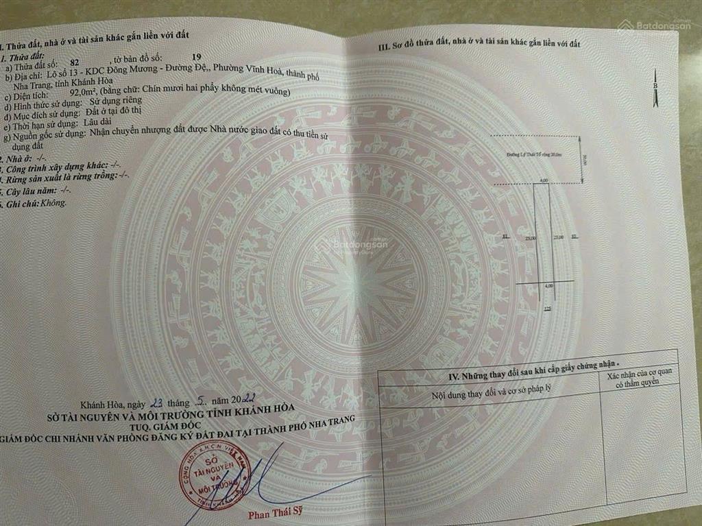 Giảm giá bán nhanh lô cặp lý thái tổ, ngang 8m giá 87tr/m2 bắc nha trang, khánh hòa
