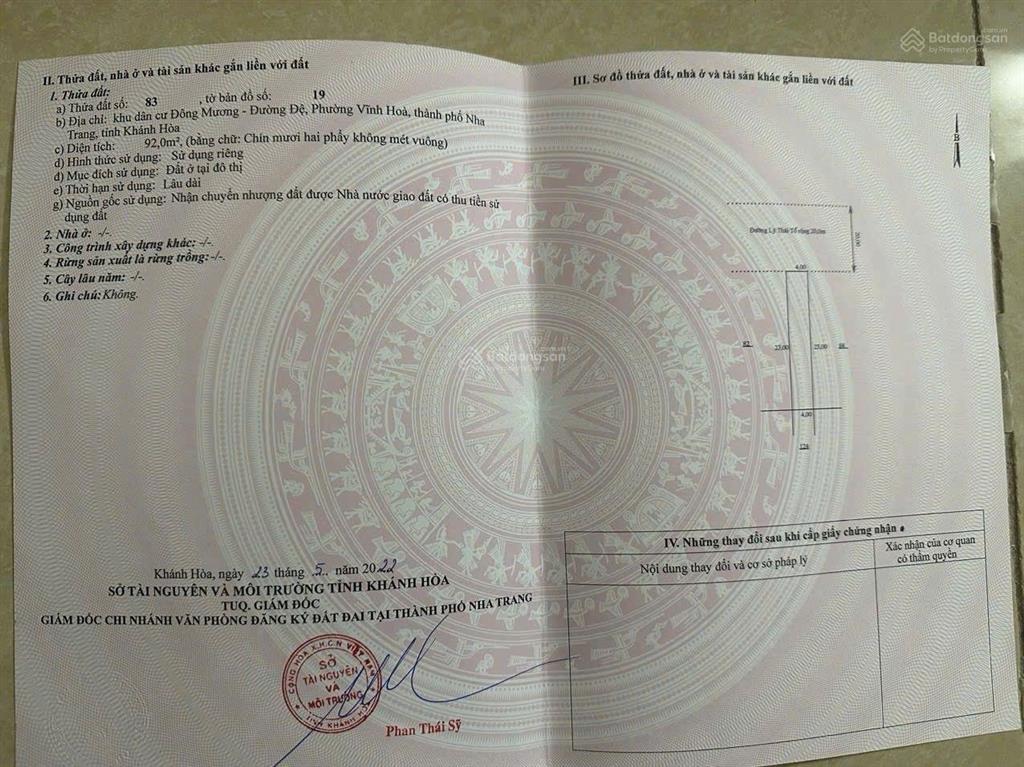 Giảm giá bán nhanh lô cặp lý thái tổ, ngang 8m giá 87tr/m2 bắc nha trang, khánh hòa